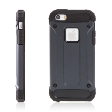 Kryt pro Apple iPhone 5 / 5S / SE - plasto-gumový / antiprachové záslepky - modro-šedý