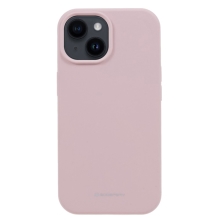 Kryt MERCURY Silky-Soft pro Apple iPhone 15 - příjemný na dotek - silikonový - růžový