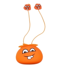 Sluchátka JELLIE MONSTERS - 3,5mm jack - špunty + obal - barevné příšerky - Orange - oranžová