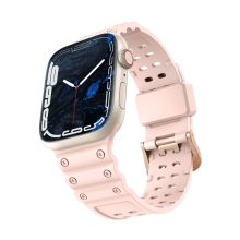 Remienok pre Apple Watch Ultra 49 mm / 45 mm / 44 mm / 42 mm - silikónový - dvojitá pracka - ružový