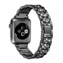 Remienok pre Apple Watch 41 mm / 40 mm / 38 mm - s kamienkami - kovový - čierny