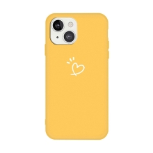 Kryt pro Apple iPhone 13 mini - srdce - gumový - žlutý