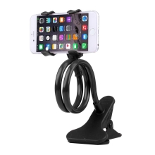 Držiak / stojan pre Apple iPhone - flexibilný - s klipom - plast / kov - čierny