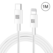 Nabíjací kábel USB-C s konektorom Lightning HAWEEL pre Apple iPhone / iPad - biely - 1 m