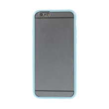 Kryt pro Apple iPhone 6 / 6S - gumový plastový / modrý rámeček - matný průhledný