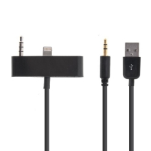 Synchronizační, nabíjecí a 3,5 mm AUX audio propojovací kabel pro Apple iPhone 5 - černý - 1,2m