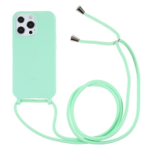 Kryt pro Apple iPhone 13 mini - šňůrka - gumový - mátově zelený
