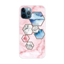 Kryt pro Apple iPhone 13 Pro Max - gumový - mramorová textura - růžové šestiúhelníky