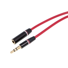 Prodlužovací Audio kabel 3.5mm Jack pro Apple iPhone / iPad / iPod / MP3 - 1,2m červený