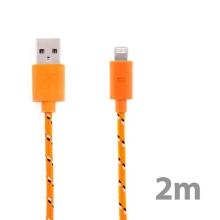 Synchronizační a nabíjecí kabel Lightning pro Apple iPhone / iPad / iPod - tkanička - oranžový - 2m