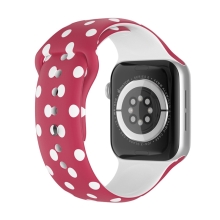 Řemínek pro Apple Watch 41mm / 40mm / 38mm - velikost L - silikonový - růžový / bílé puntíky