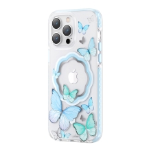 Kryt KINGXBAR Butterfly pro Apple iPhone 14 Pro Max - podpora MagSafe - plastový / gumový - motýli - modrý