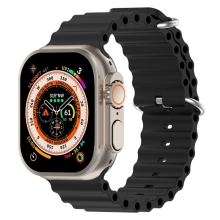 Řemínek pro Apple Watch Ultra 49mm / 45mm / 44mm / 42mm - oceánský - silikonový - černý