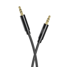 Propojovací audio kabel XO 3,5mm jack - samec / samec 3 pin - 1m - tkanička - černý