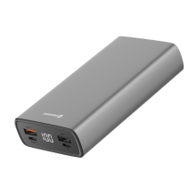 Externí baterie / power bank SWISSTEN Aluminium - USB-A + USB-C - 20000 mAh - kovová - šedá