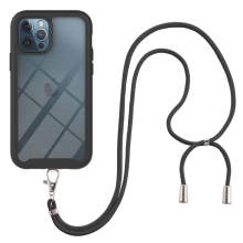Kryt pro Apple iPhone 12 / 12 Pro - odolný - šňůrka - plastový / gumový - černý