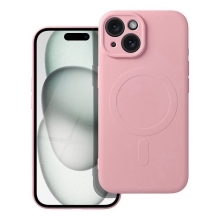 Kryt pro Apple iPhone 15 - podpora MagSafe - silikonový - růžový