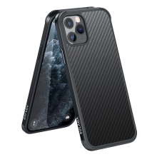 Kryt SULADA pro Apple iPhone 11 Pro - gumový / kovový - karbonová textura - průhledný - černý