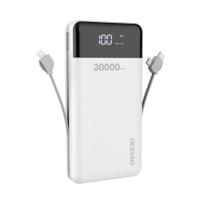 Externí baterie / power bank DUDAO  - vestavěné USB-C / Micro USB / Lightning - 30000 mAh - bílá