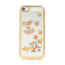 Kryt Disney pro Apple iPhone 5 / 5S / SE - Chip a Dale - gumový - průhledný - zlatý