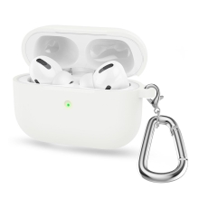 Pouzdro / obal pro Apple AirPods 3 - záslepka + karabina - silikonové - bílé