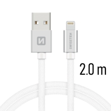 Synchronizační a nabíjecí kabel SWISSTEN - MFi Lightning pro Apple zařízení - tkanička - stříbrný - 2m