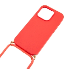 Kryt pre Apple iPhone 14 Pro Max - slamka - so šnúrkou - gumový - červený