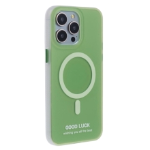 Kryt pro Apple iPhone 15 Pro - podpora MagSafe - GOOD LUCK - průsvitný - zelený