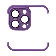 Nárazník / mini rámček pre Apple iPhone 13 Pro + tvrdené sklo na objektív fotoaparátu - silikónové - fialové