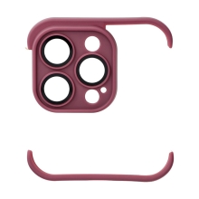 Bumper / mini rámeček pro Apple iPhone 14 Pro Max + tvrzené sklo na čočky kamery - silikonový - vínový