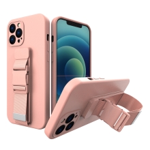 Kryt pro Apple iPhone 13 Pro Max - popruh / šňůrka - gumový - růžový