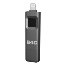 Flash disk 64 GB pro Apple iPhone / iPad - Lightning / USB-A - kovový - otisk prstu - šedý