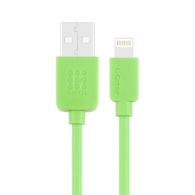 Synchronizační a nabíjecí kabel HAWEEL - Lightning pro Apple zařízení - zelený - 1m