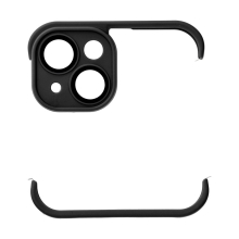 Nárazník / mini rámček pre Apple iPhone 14 + tvrdené sklo na objektív fotoaparátu - silikón - čierny
