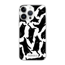Kryt BABACO pro Apple iPhone 13 Pro - líné kočky - gumový - bílý / černý
