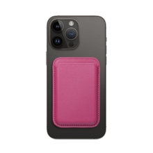 Pouzdro na platební karty s MagSafe uchycením pro Apple iPhone - umělá kůže - růžové