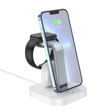 Stojánek / bezdrátová nabíječka Qi 3v1 HOCO pro Apple iPhone + AirPods + Watch - bílá