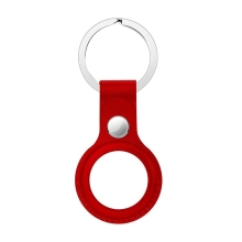 Kryt / obal pro Apple AirTag - kovový kroužek - kožený - červený