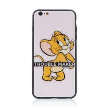 Kryt Tom a Jerry pro Apple iPhone 6 Plus / 6S Plus - výtržník Jerry - skleněný - růžový