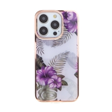 Kryt pro Apple iPhone 15 Pro - plastový / gumový - fialové květiny