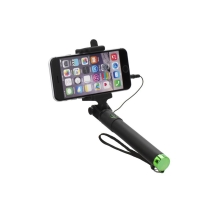 Selfie tyč teleskopická - kabelová spoušť - 3,5mm jack - černá / zelená