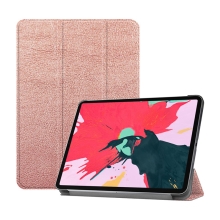 Pouzdro / kryt pro Apple iPad Pro 12,9" (2018) - funkce chytrého uspání + stojánek - umělá kůže - Rose Gold