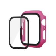 Tvrzené sklo + matný rámeček pro Apple Watch 44mm Series 4 / 5 / 6 / SE - tmavě růžový