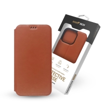 RHINOTECH Flipové puzdro Eco pre Apple iPhone 14 - umelá koža - hnedé