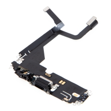 Napájecí a datový konektor s flex kabelem + mikrofony pro Apple iPhone 13 Pro - černý - kvalita A+