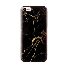 Kryt pro Apple iPhone 5C - mramorová textura - gumový - černý / zlatý