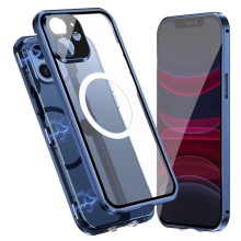 Kryt pro Apple iPhone 11 - 360° ochrana - podpora MagSafe - skleněný / kovový - tmavě modrý