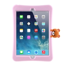 Pouzdro pro Apple iPad 10,2" (2019 - 2021) - stojánek - silikonové - růžové / medvídek