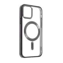 Kryt SWISSTEN Clear Jelly MagStick Metal pre Apple iPhone 12 Pro Max - priehľadný / čierny