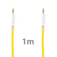 Propojovací audio jack kabel 3,5mm pro Apple iPhone / iPad / iPod a další zařízení - tkanička - žlutý - 1m